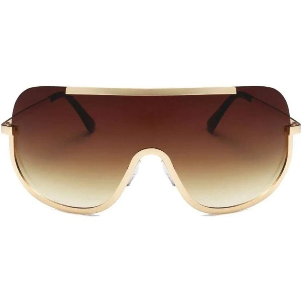 Sunglasses For Men Bold Gold Frame Brown Lens Music Beach UV400 Protection Gafas